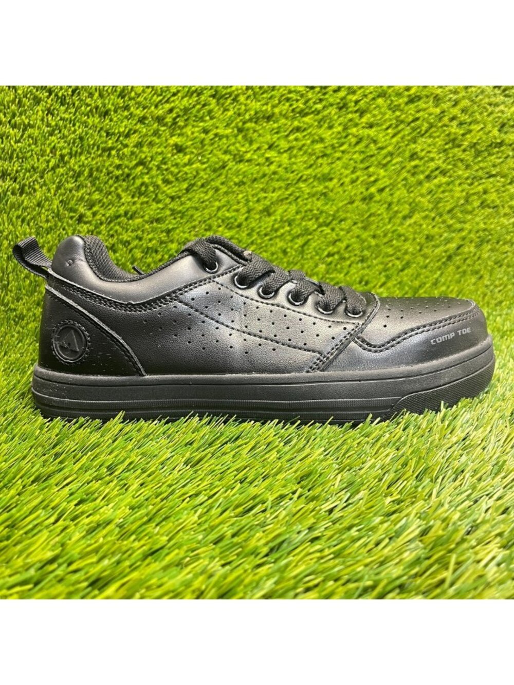 Airwalk Arena Womens Size 7 Triple Black Leather Composite Toe Safety Work Shoes